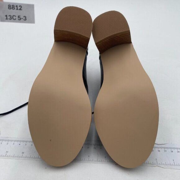 FOWT Black Perforated Lace-Up Oxfords Almond Toe Chunky Heel Brogues Shoes - Picture 7 of 8